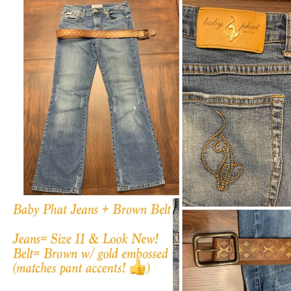 Looks new! Jeans + Belt — Size 11 Baby Phat EUC